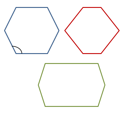 Правильный и два неправильных шестиугольника